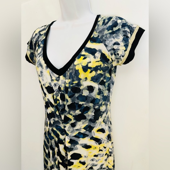 D. EXTERIOR Dress Made In Italy V-Neck Cinch Ruched Stretchy Mini Abstract EUC - Picture 5 of 12